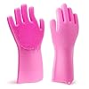Silicone Gloves Reusable Rubber Dishwashing Kitchen Scrubber for Pet Grooming Washing Dishes Bathroom Car Multicolour)