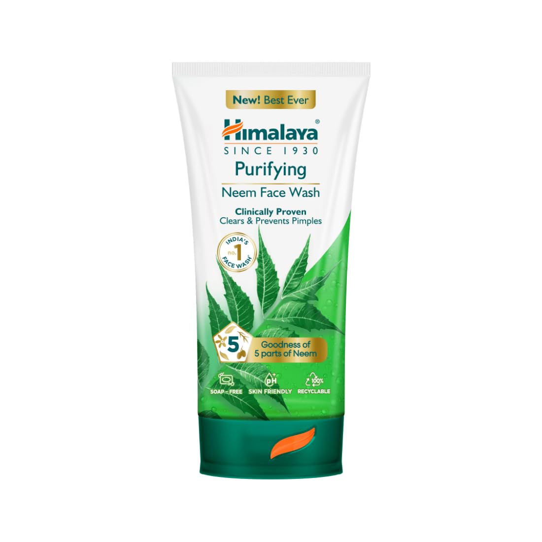 Himalaya Purifying Neem Face Wash|Clears and Prevents Pimples & Acne|Made with 5 parts of Neem|New & Best Ever clinically Proven formula |For men and women|150 ml