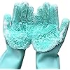 Silicone Gloves Reusable Rubber Dishwashing Kitchen Scrubber for Pet Grooming Washing Dishes Bathroom Car Multicolour)
