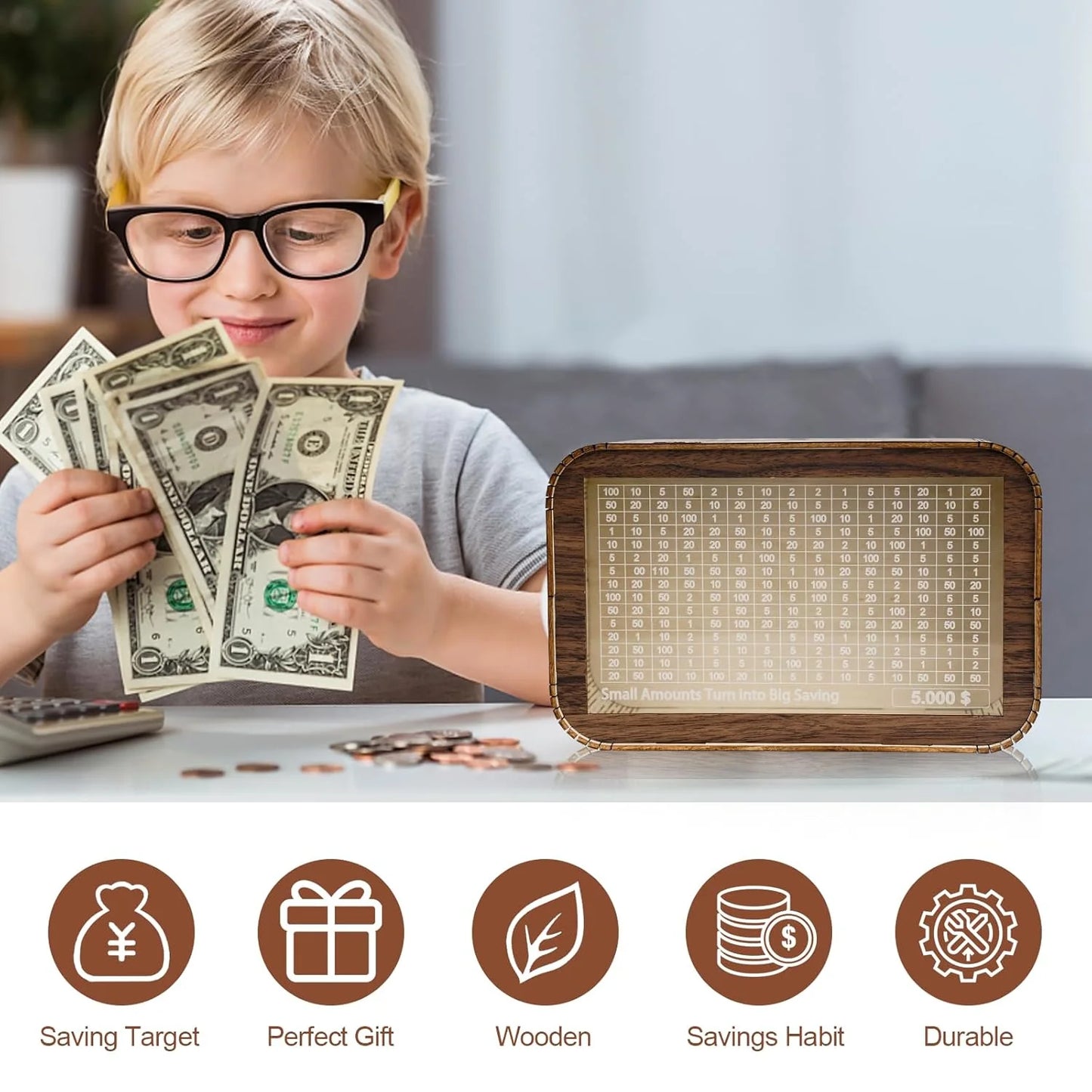 money Bank for Kids & Adults, Savings Challenge Box