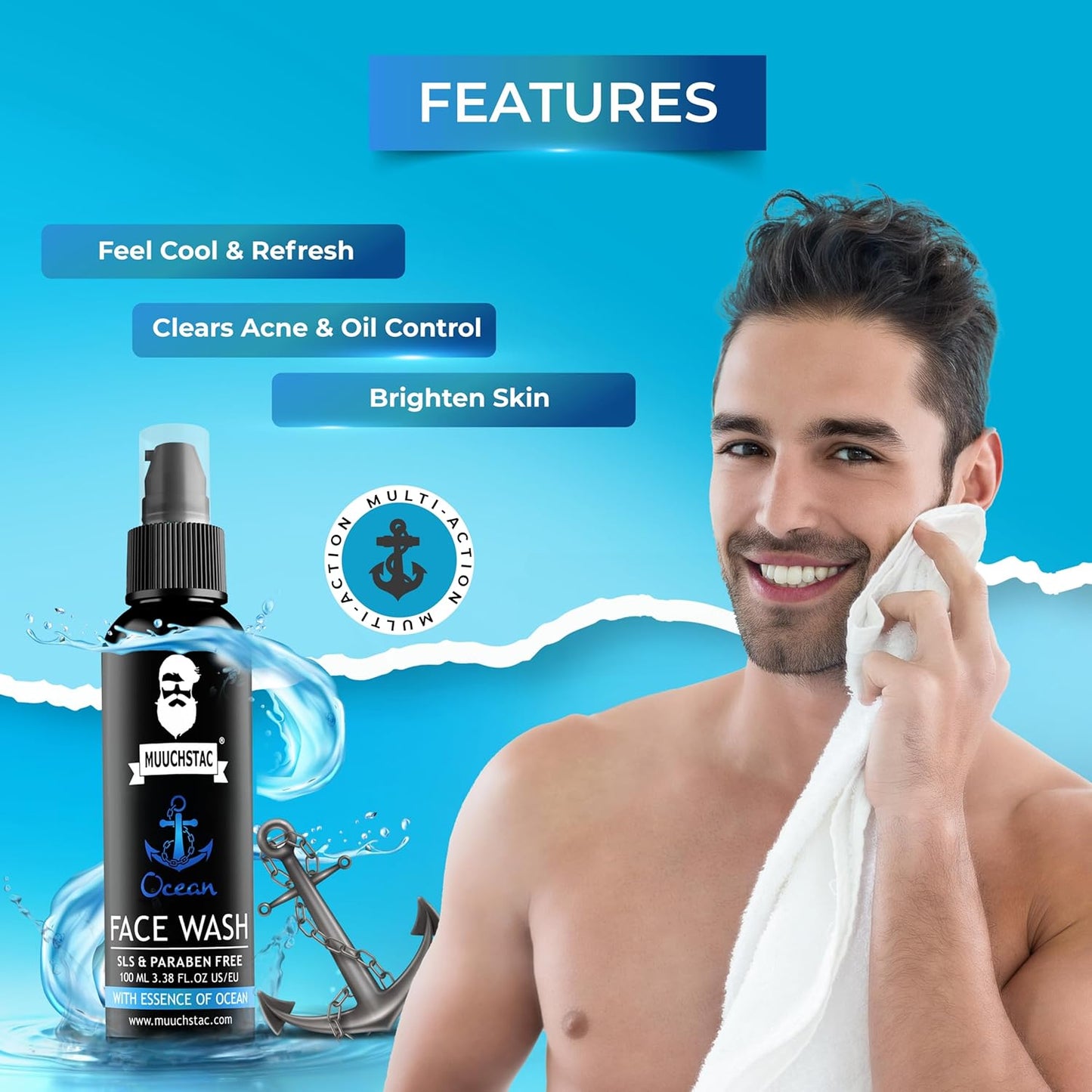 mushtaq Face Wash for Men | Fight Acne & Pimples, Brighten Skin,