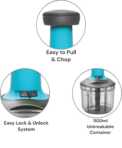 Square Push chopper 700ml - deluxe
